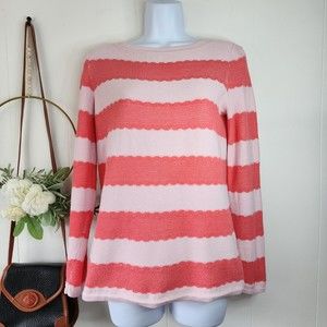 Tommy Hilfiger Pink Heathered Lace Trim Pullover Sweater S/P